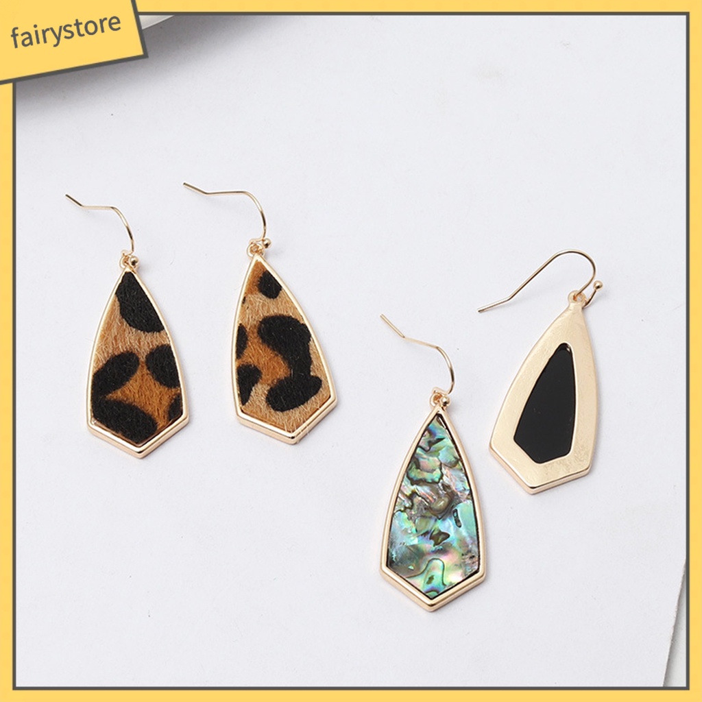 1 Đôi Bông Tai Hợp Kim Dáng Dài Họa Tiết Da Báo Thời Trang Cho Nữ