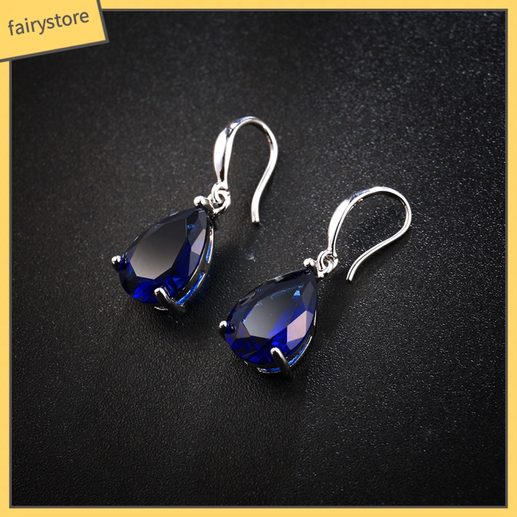 1 Đôi Bông Tai Hình Giọt Nước Đính Đá Zircon Thời Trang Dành Cho Nữ