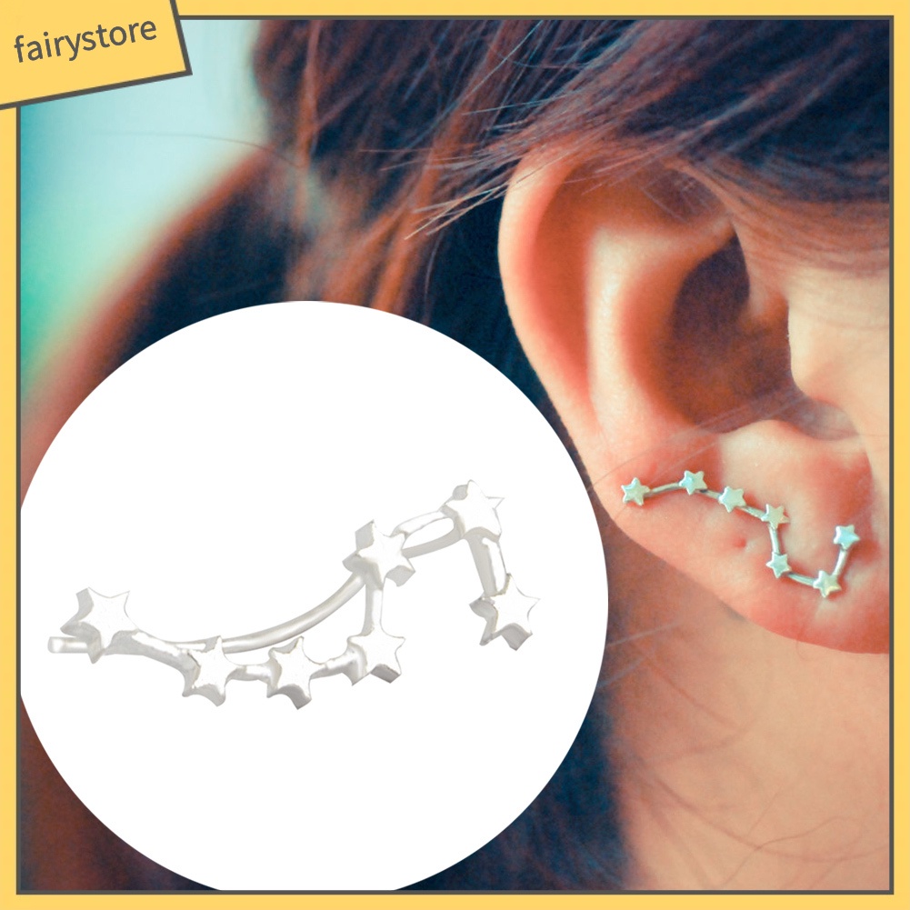 Đôi Khuyên Tai Kẹp Hình Sao Băng Đính Đá Thời Trang Cho Nữ