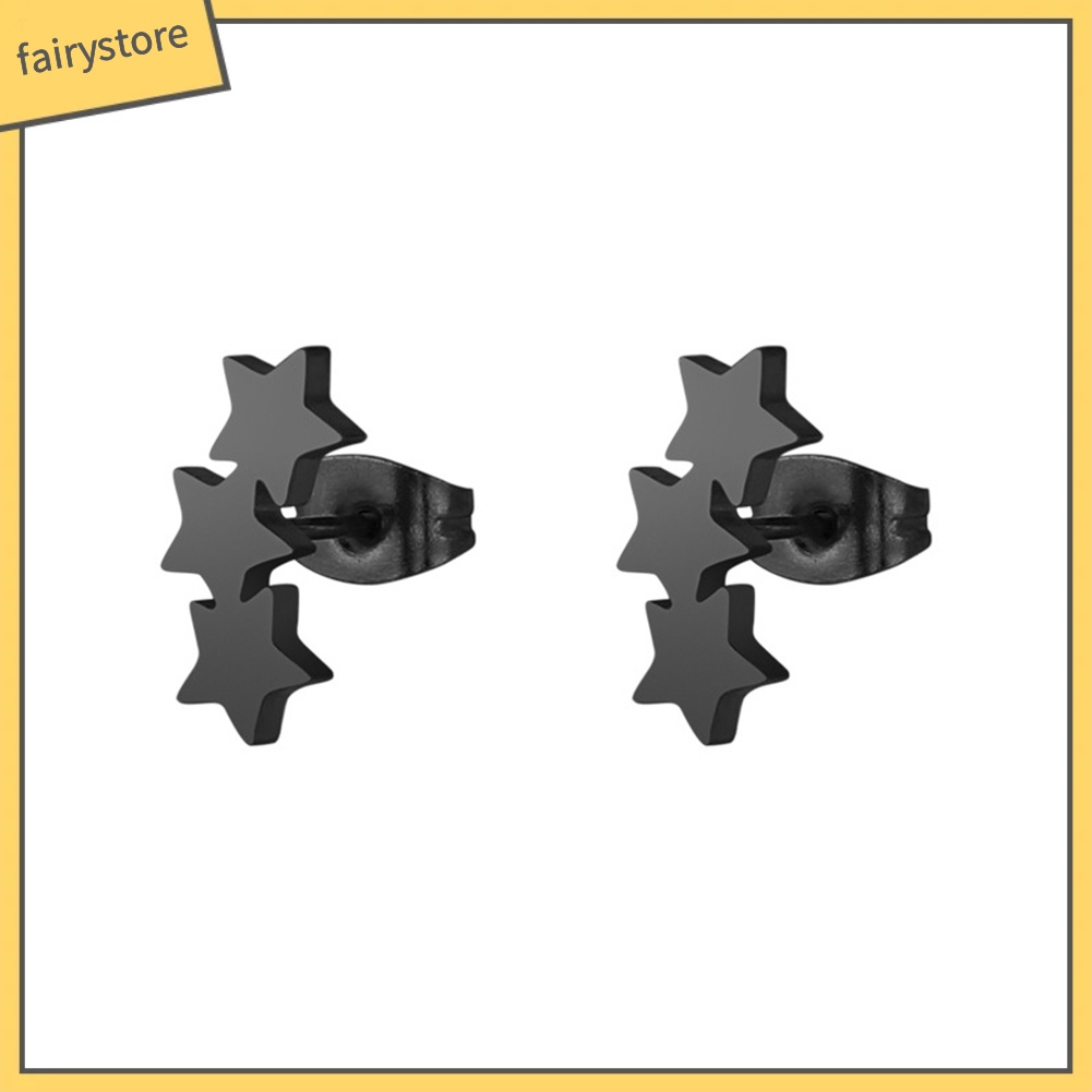 Khuyên Tai Hình Ngôi Sao Ba Cánh Bằng Thép Không Gỉ