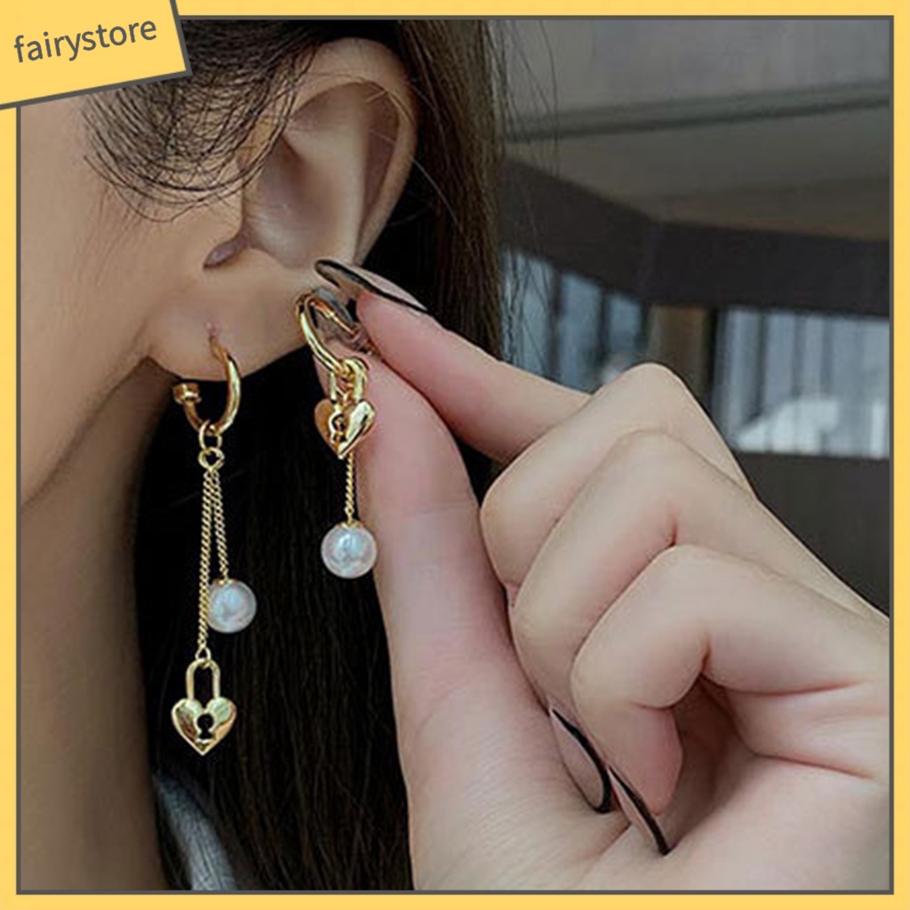 1 Đôi Bông Tai Hình Trái Tim Bằng Hợp Kim Dành Cho Nữ