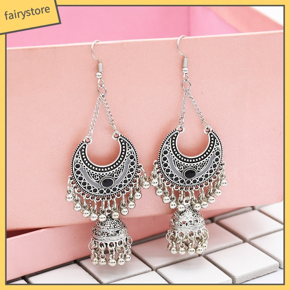 Bông Tai Tua Rua Hình Chuông Phong Cách Bohemian Cổ Điển Dành Cho Nữ