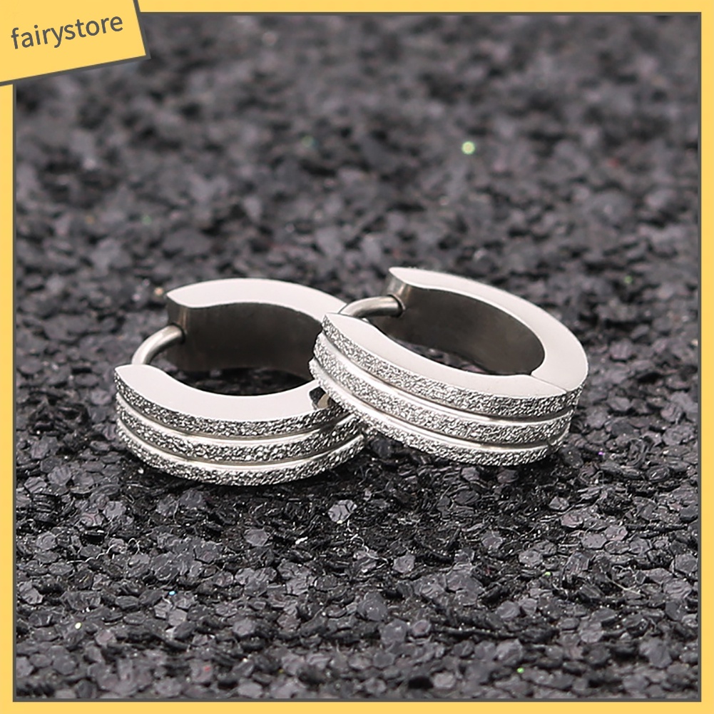 Khuyên Tai Tròn Phẳng Bằng Thép Không Gỉ Thời Trang Unisex