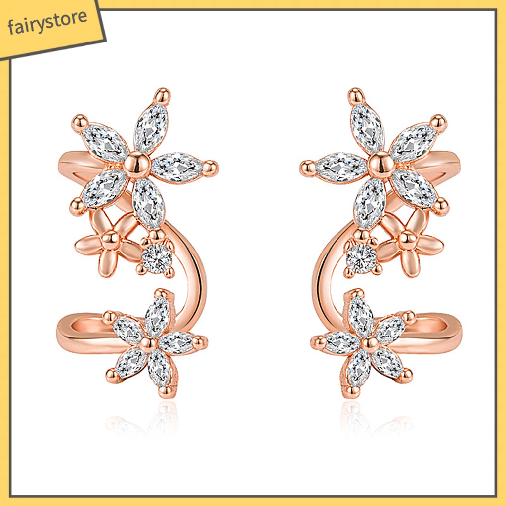 1 Đôi Bông Tai Hình Hoa Đính Đá Zircon Lấp Lánh Dành Cho Nữ