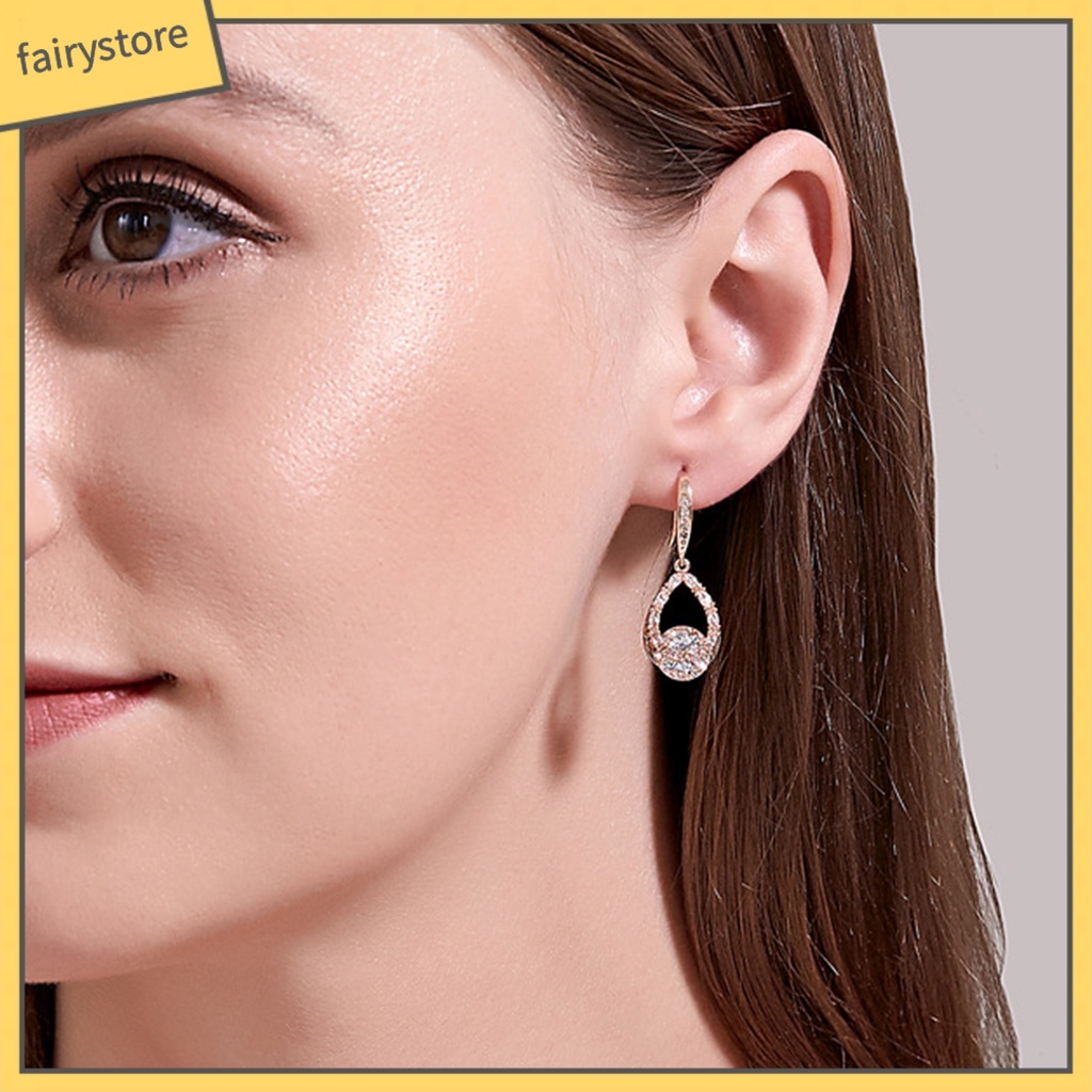 1 Đôi Bông Tai Hình Giọt Nước Đính Đá Lấp Lánh Dành Cho Nữ