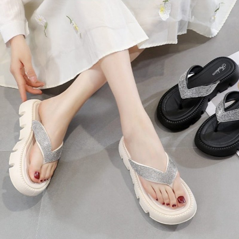 Giày Sandal Đế Dày Đính Đá Thời Trang Mới 2023 Cho Nữ