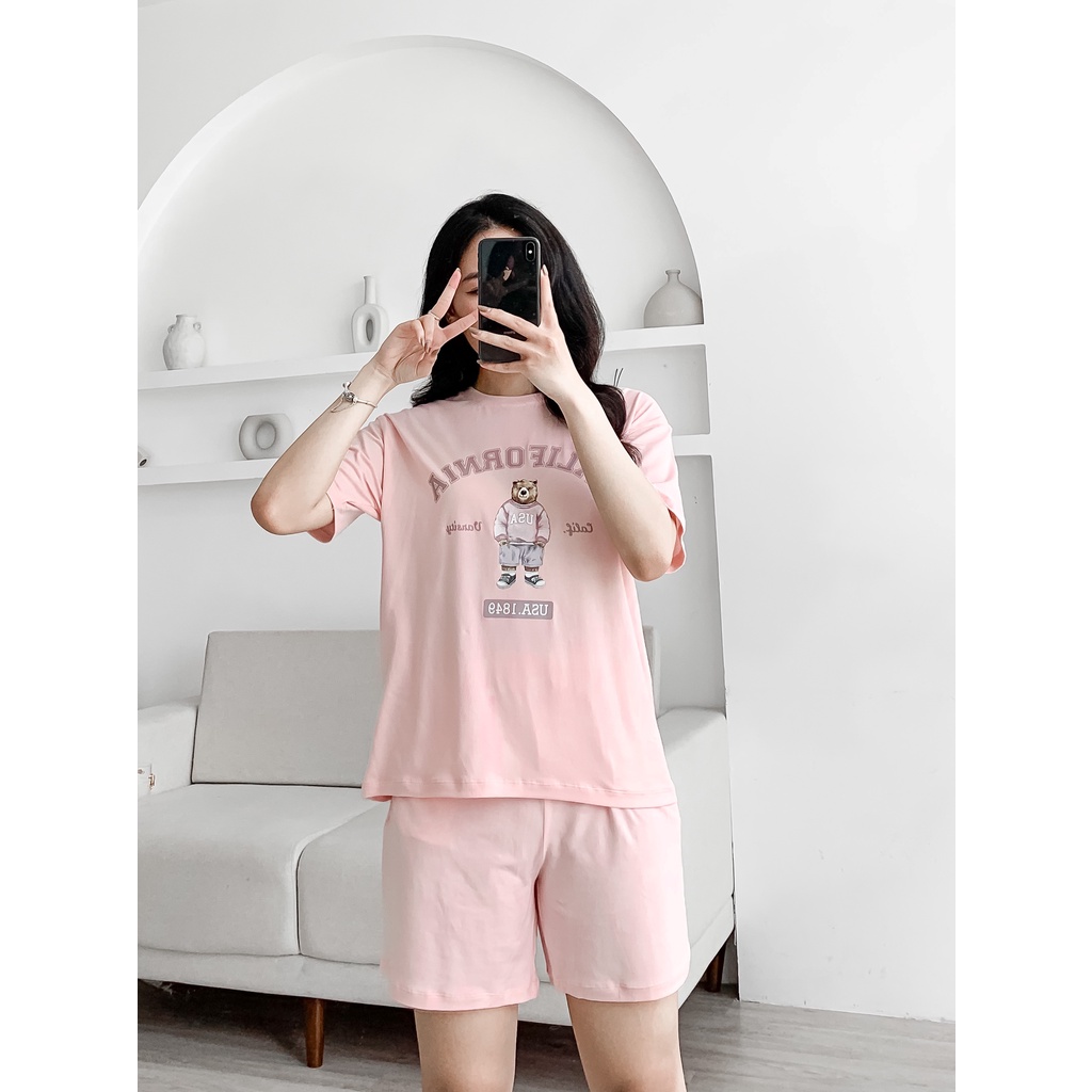Set gấu mẹ con 100% cotton cực mát