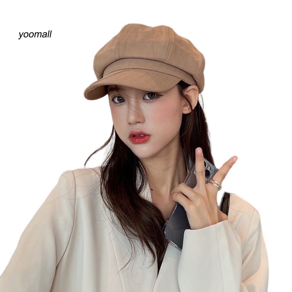 Mũ Beret Cotton Màu Trơn Giữ Ấm Thời Trang