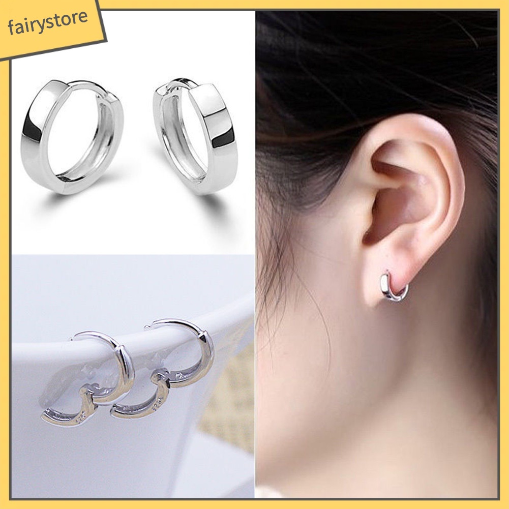 Bông Tai Mạ Bạc Dạng Vòng Tròn Thời Trang Dành Cho Nam Và Nữ