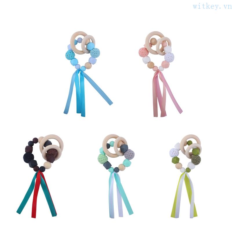 Vòng Tay Đồ Chơi Bằng Silicone Đính Hạt Không BPA Dành Cho Bé Mọc Răng