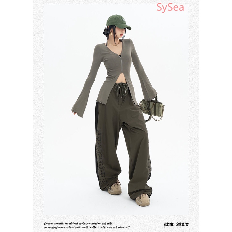 Áo Kiểu Tay Loe Cổ Chữ V Phối Khóa Kéo Thời Trang Mùa Hè Cho Nữ