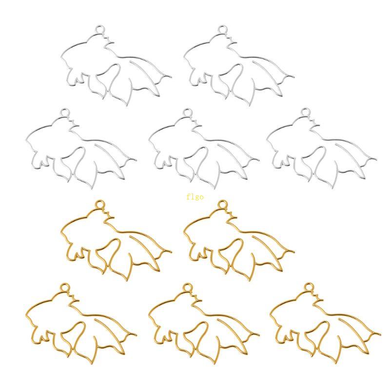 Set 5 Mặt Vòng cổ Thủ Công Hình Cá Vàng Trống UV Dạng Hở DIY