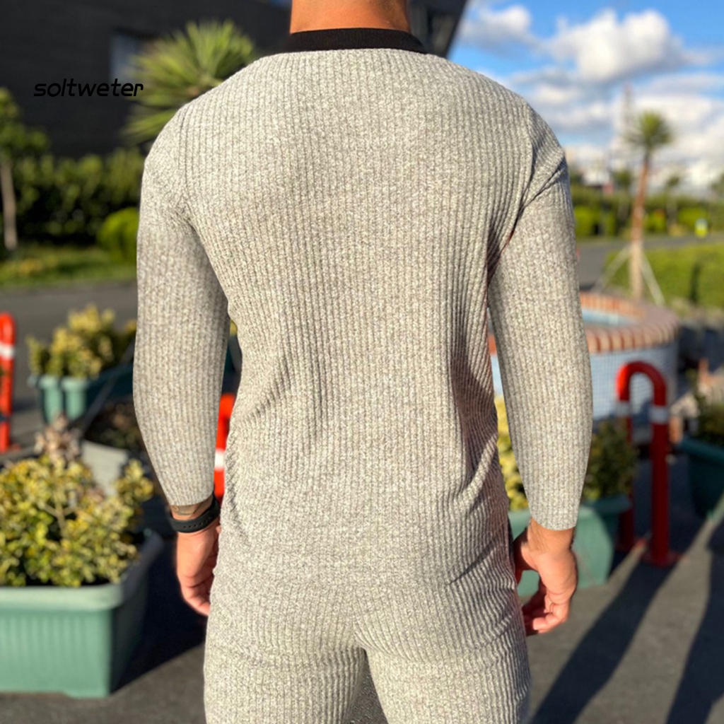 Bộ 2 Món Áo Cổ Bẻ + Quần Dài Lưng Thun Màu Sắc Thời Trang Mùa Thu Cho Nam