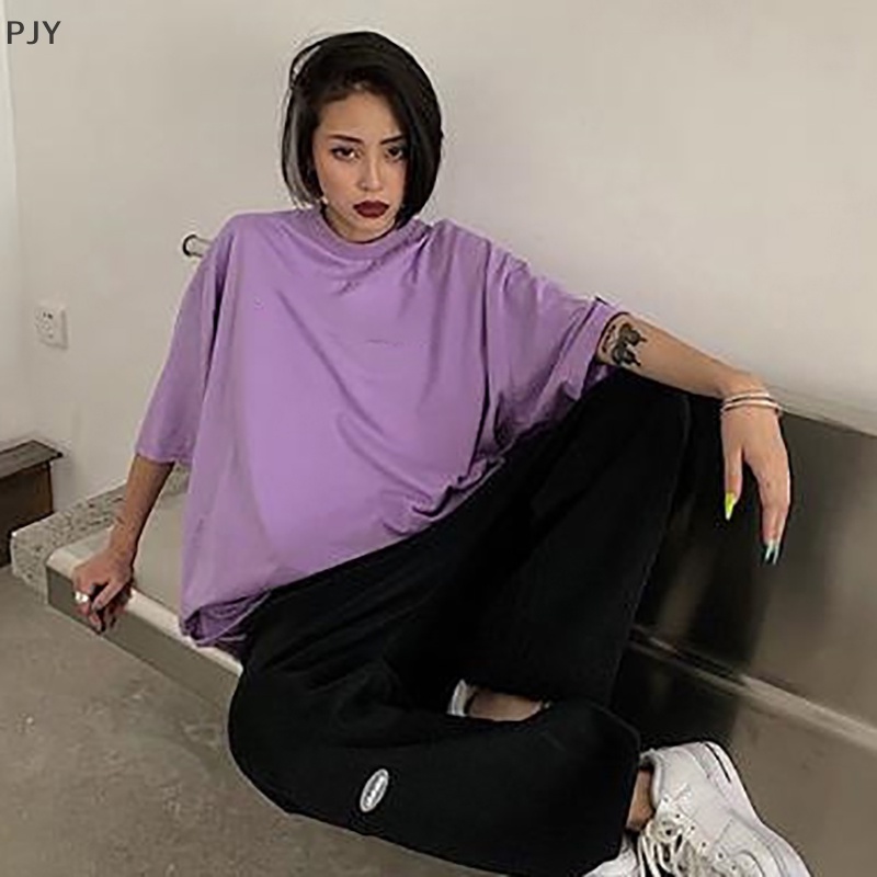 Pjy Quần Ống Rộng Lưng Thun Mềm Mại Phong Cách Harajuku Đường Phố Cho Thanh Thiếu Niên