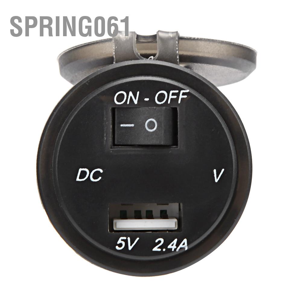 Spring061 Bộ sạc điện thoại kỹ thuật số LED 12V IP66 2.4A chuyển đổi công tắc độc lập với dòng 23 6in