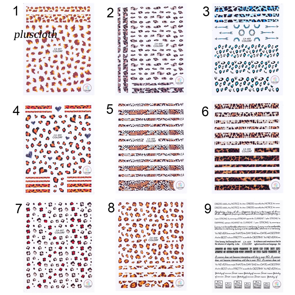 Miếng Dán Trang Trí Móng Tay Họa Tiết Da Báo Thời Trang