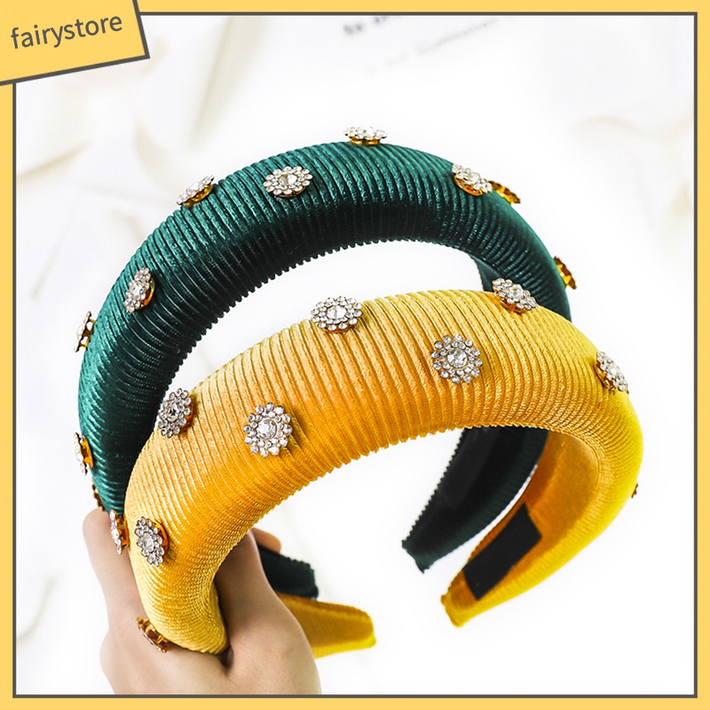 Băng Đô Cài Tóc Bằng Mút Xốp Dày Đính Đá Hình Hoa Cho Nữ