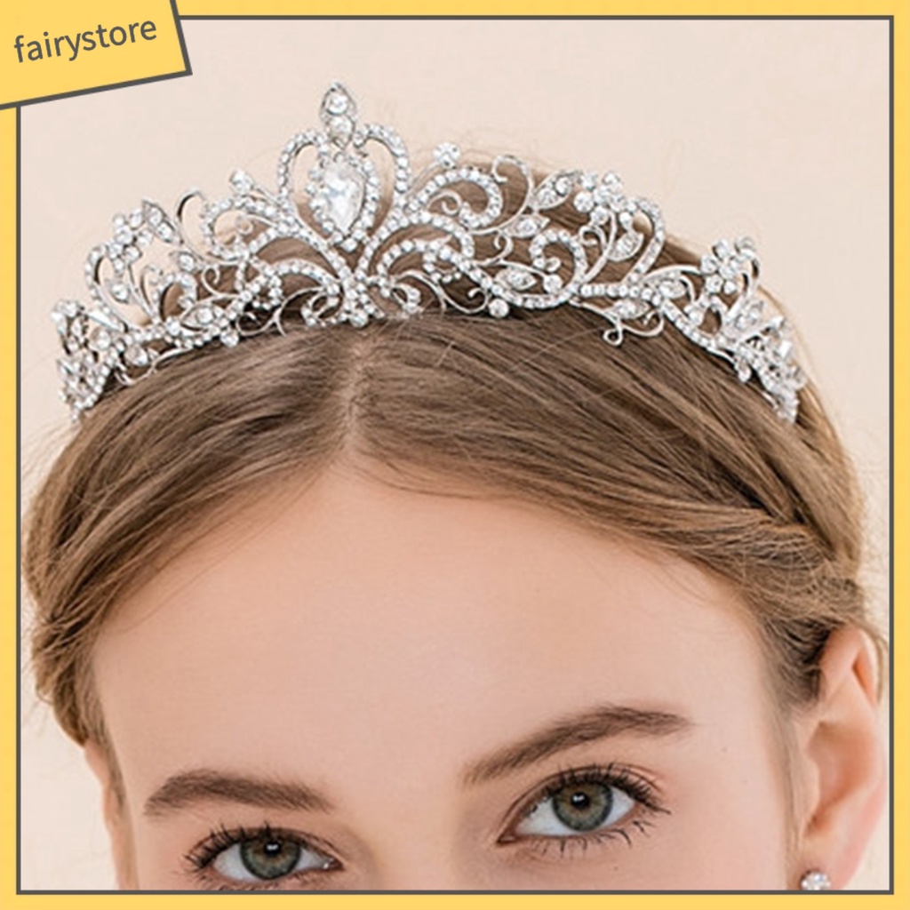 Vương Miện Cài Tóc Đính Đá Phong Cách Vintage Cho Cô Dâu