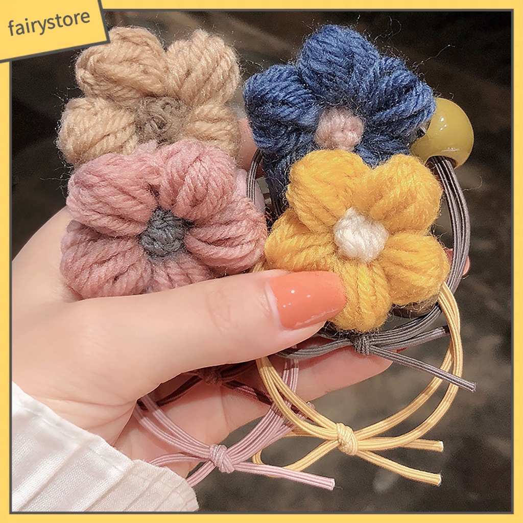 Dây Cột Tóc Co Giãn Mềm Mại Đính Hoa Dễ Thương Cho Bé Gái