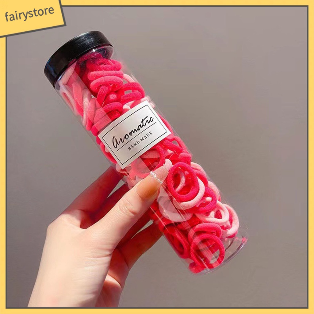 Set 100 Dây Cột Tóc Co Giãn Chống Rơi Màu Kẹo Cho Nữ