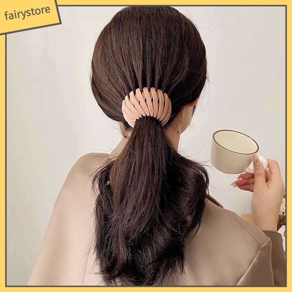 Kẹp Tóc Đuôi Ngựa Màu Trơn Không Đau Siêu Nhẹ Có Thể Tái Sử Dụng Giá Đỡ