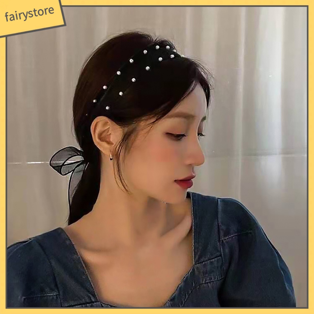 Băng Đô Cài Tóc Phối Lưới Phong Cách Pháp Thời Trang Xinh Xắn Cho Nữ