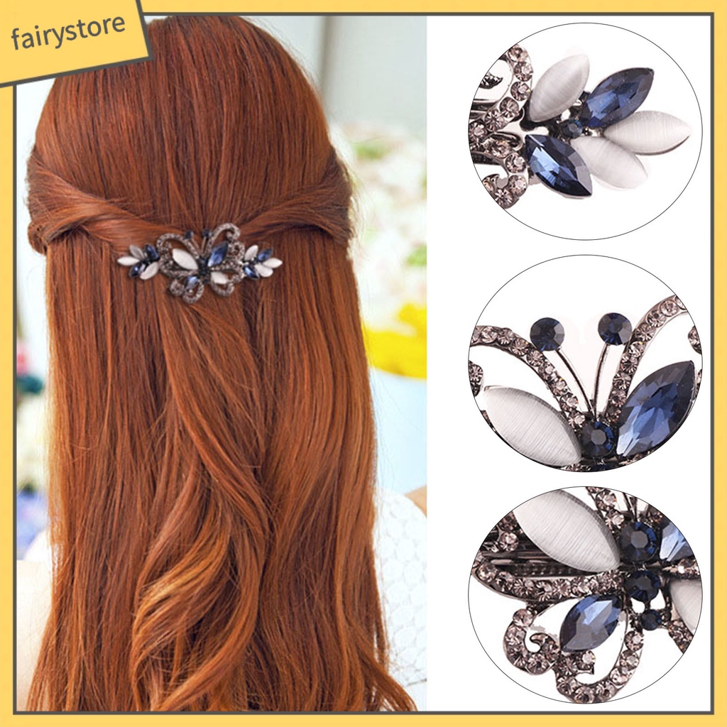 Kẹp Tóc Hình Bướm Đính Đá Phong Cách Vintage