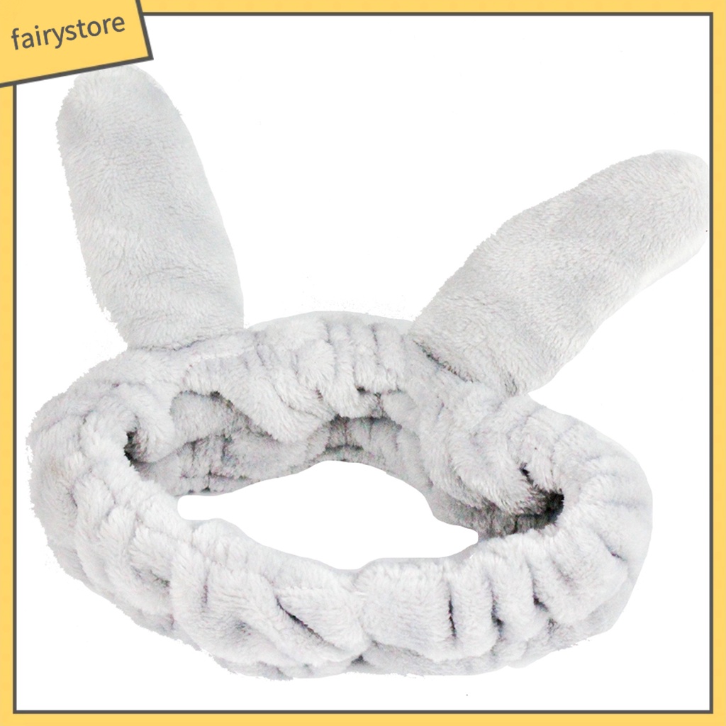 Băng Đô Cài Tóc Tai Thỏ Bằng Vải Bông Co Giãn Dễ Thương Dành Cho Nữ