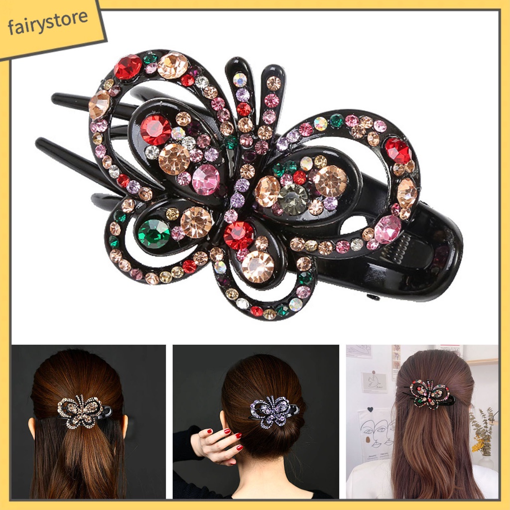 Kẹp Tóc 3 Kẹp Mỏ Vịt Đính Đá Trang Trí Thời Trang Sang Trọng Dành Cho Bạn Nữ