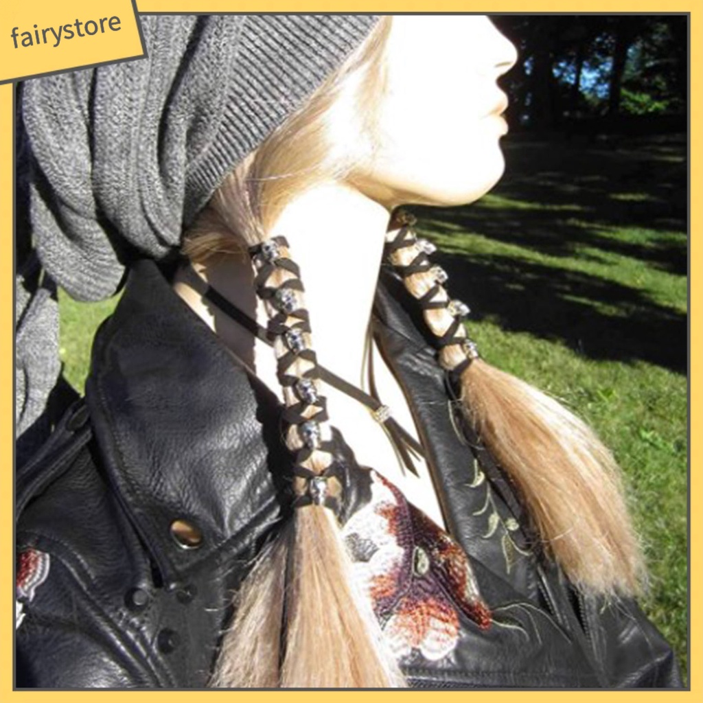 Dây Buộc Tóc Đuôi Ngựa Hình Đầu Lâu 3D Phong Cách Gothic DIY