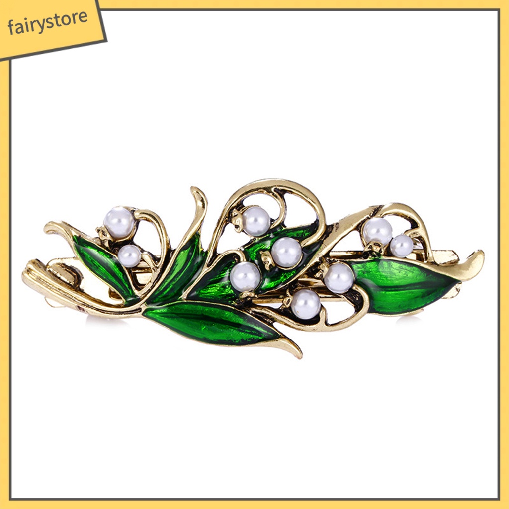 Kẹp Tóc Hình Lá Đính Ngọc Trai Nhân Tạo Chống Trượt