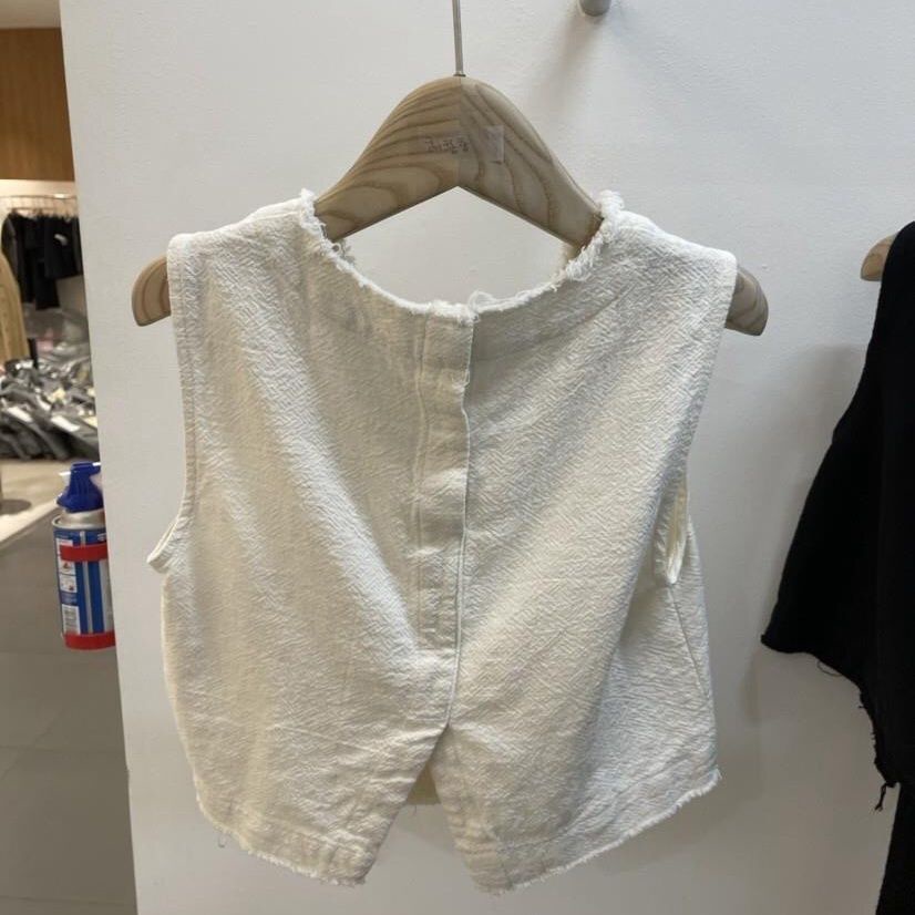 Áo Cotton Lanh Cổ Tròn Không Tay Thời Trang Xuân Hè Hàn Quốc 2023 Cho Nữ