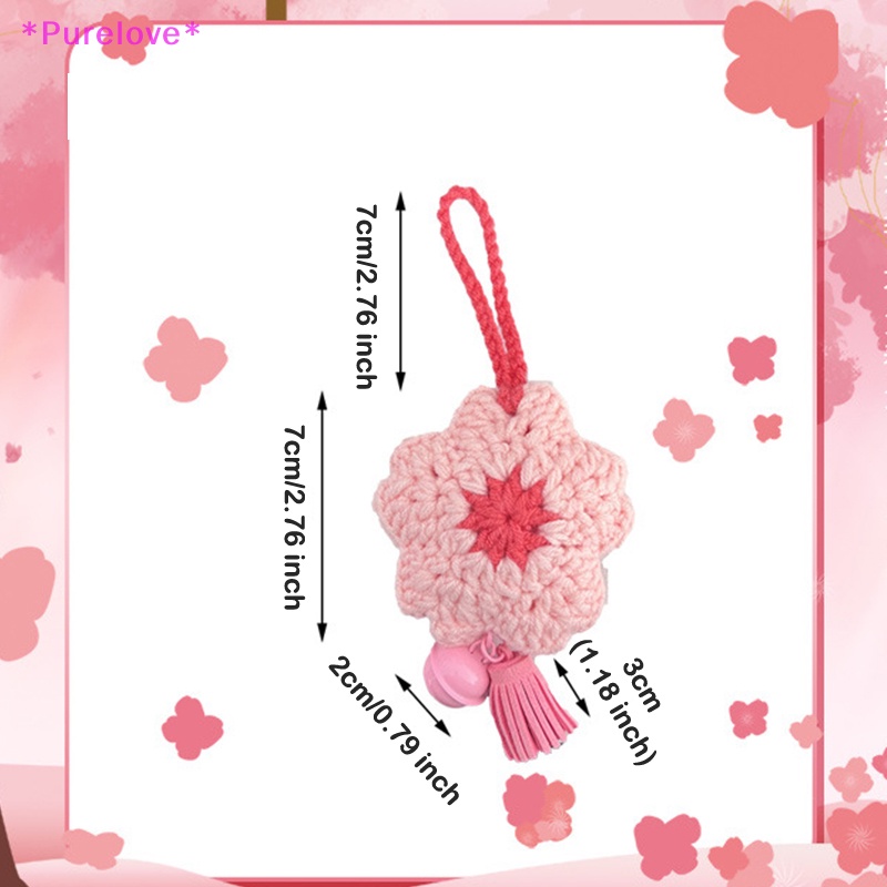 Móc Khóa Hình Hoa Anh Đào Đan Len Thủ Công Phối Tua Rua Xinh Xắn Mới