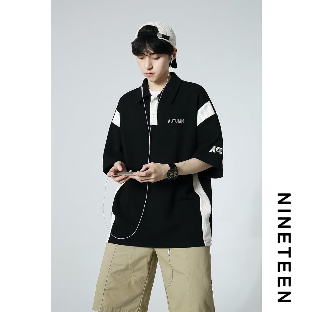 Áo Thun polo Tay Ngắn Dáng Rộng Phong Cách Thời Trang Đường Phố Mỹ Hàng Mới Dành Cho Nam Giới