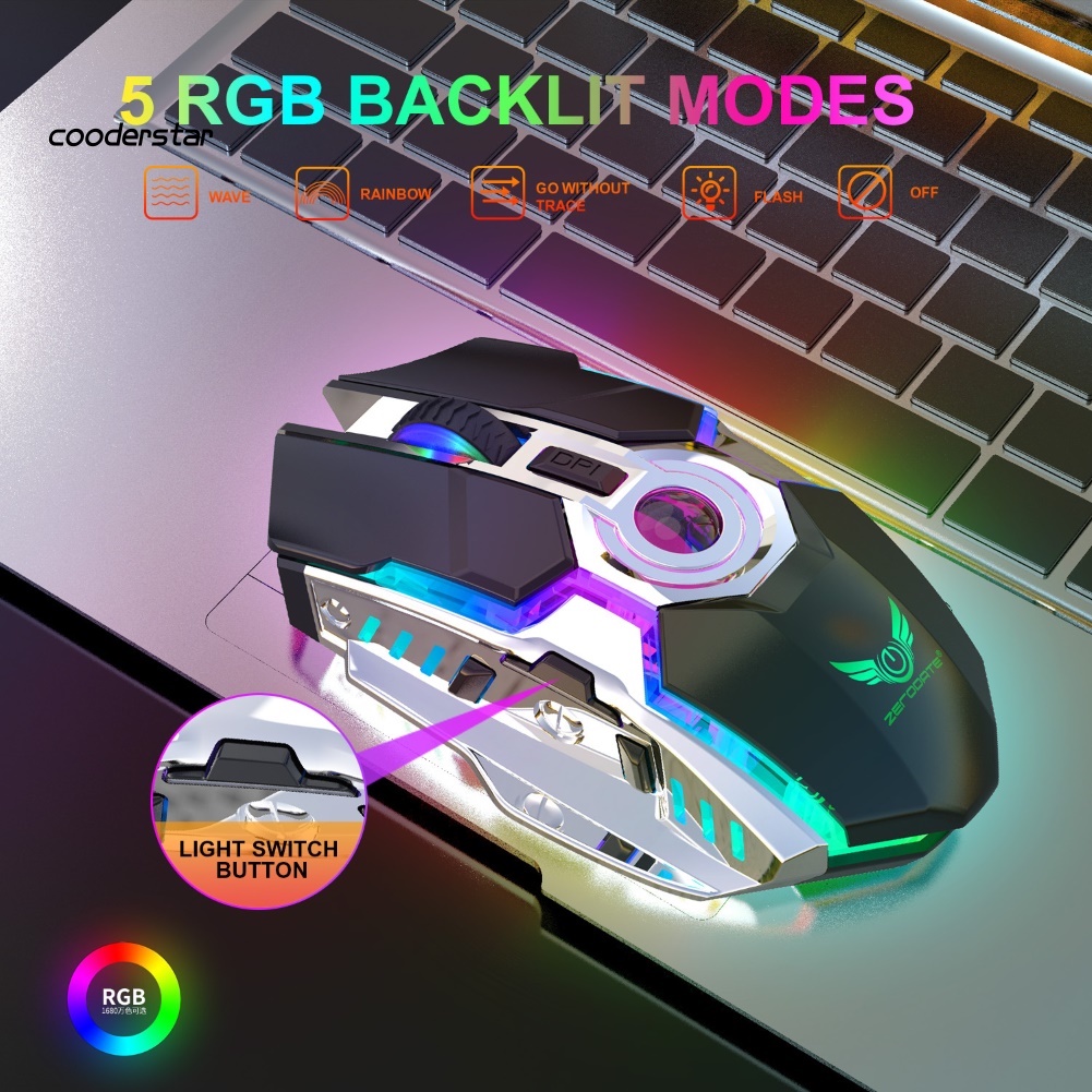 Chuột Không Dây COOD 2.4G Có Đèn LED Nền Dùng Để Chơi Game