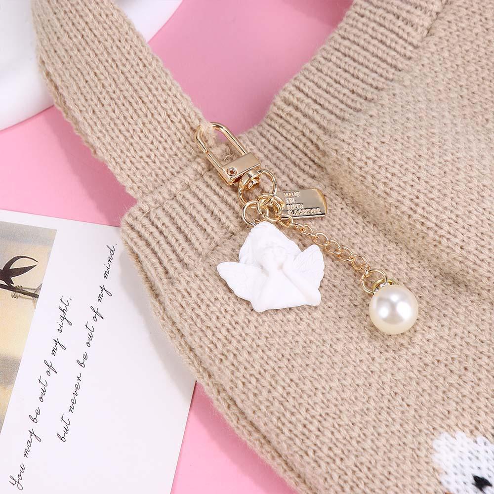 DARNELL Móc Khóa Hình Thiên Thần Màu Trắng Dễ Thương Phong Cách Retro