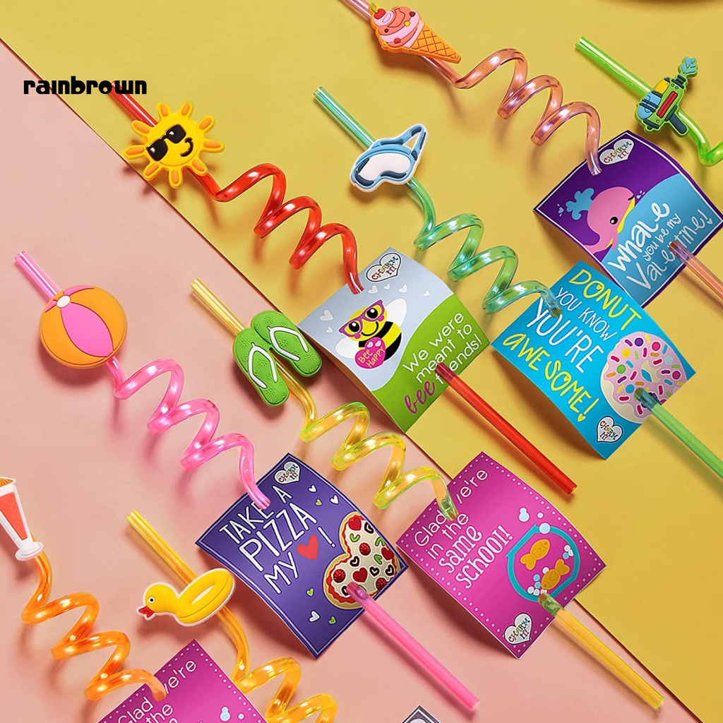 Bộ 8 Ống Hút Xoắn Ốc Dùng Để Trang Trí Thức Uống