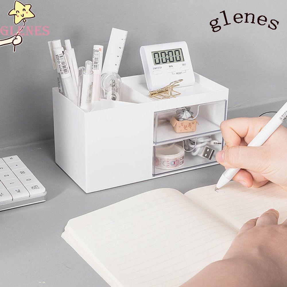 Giá Đỡ Bút / Đồ Trang Điểm Bằng Nhựa Sức Chứa Lớn Kiểu Dáng Đơn Giản