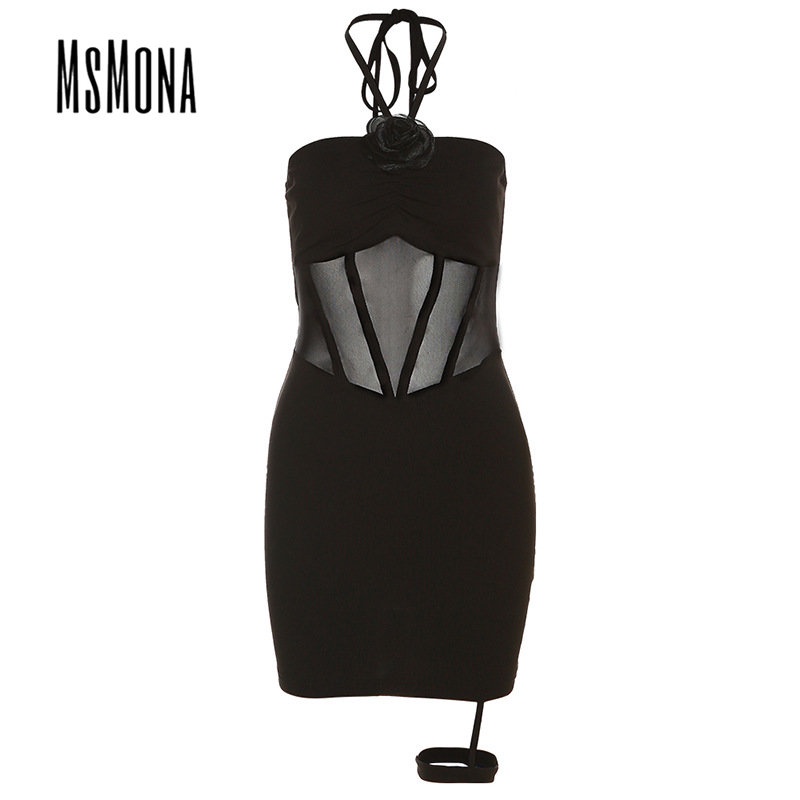 Đầm Mini Không Tay Hở Vai Màu Trơn Thời Trang 2023 Cho Nữ