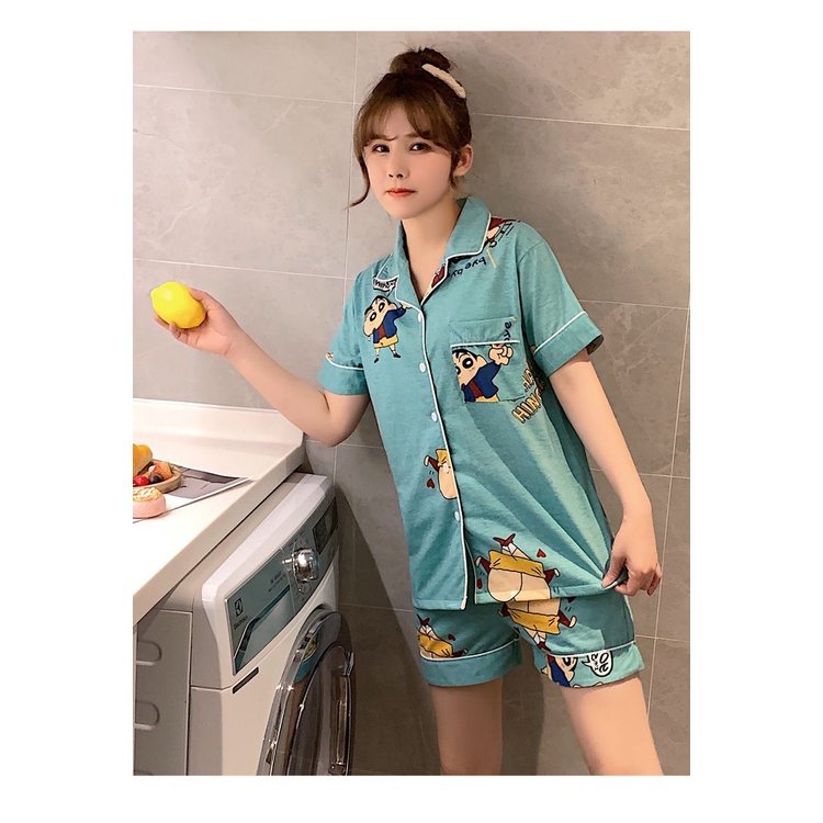 Bộ Đồ Ngủ Tay Ngắn In Họa Tiết Hoạt Hình Dễ Thương Phong Cách Nhật Bản / Hàn Quốc Thời Trang Xuân Thu Cho Nữ