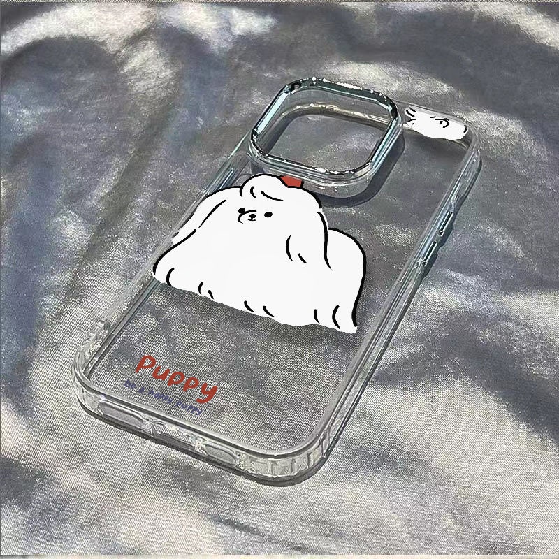 ✅Ốp Điện Thoại Mềm Chống Sốc Màu Trắng Hình Chú Chó Cho Apple Iphone 14Pro 8117 12 13max