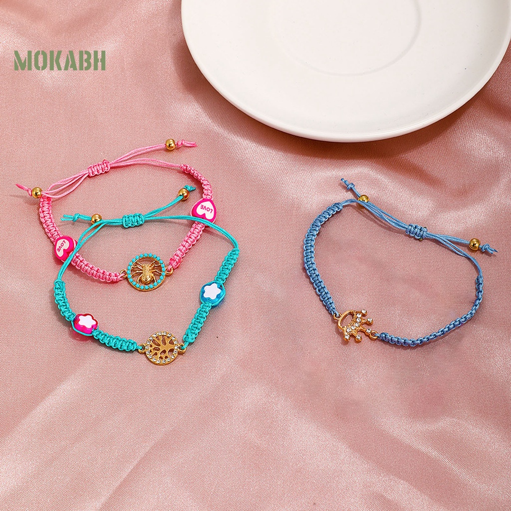 Vòng Tay Dây Bện Họa Tiết Trái Tim Vương Miện Phong Cách Bohemia