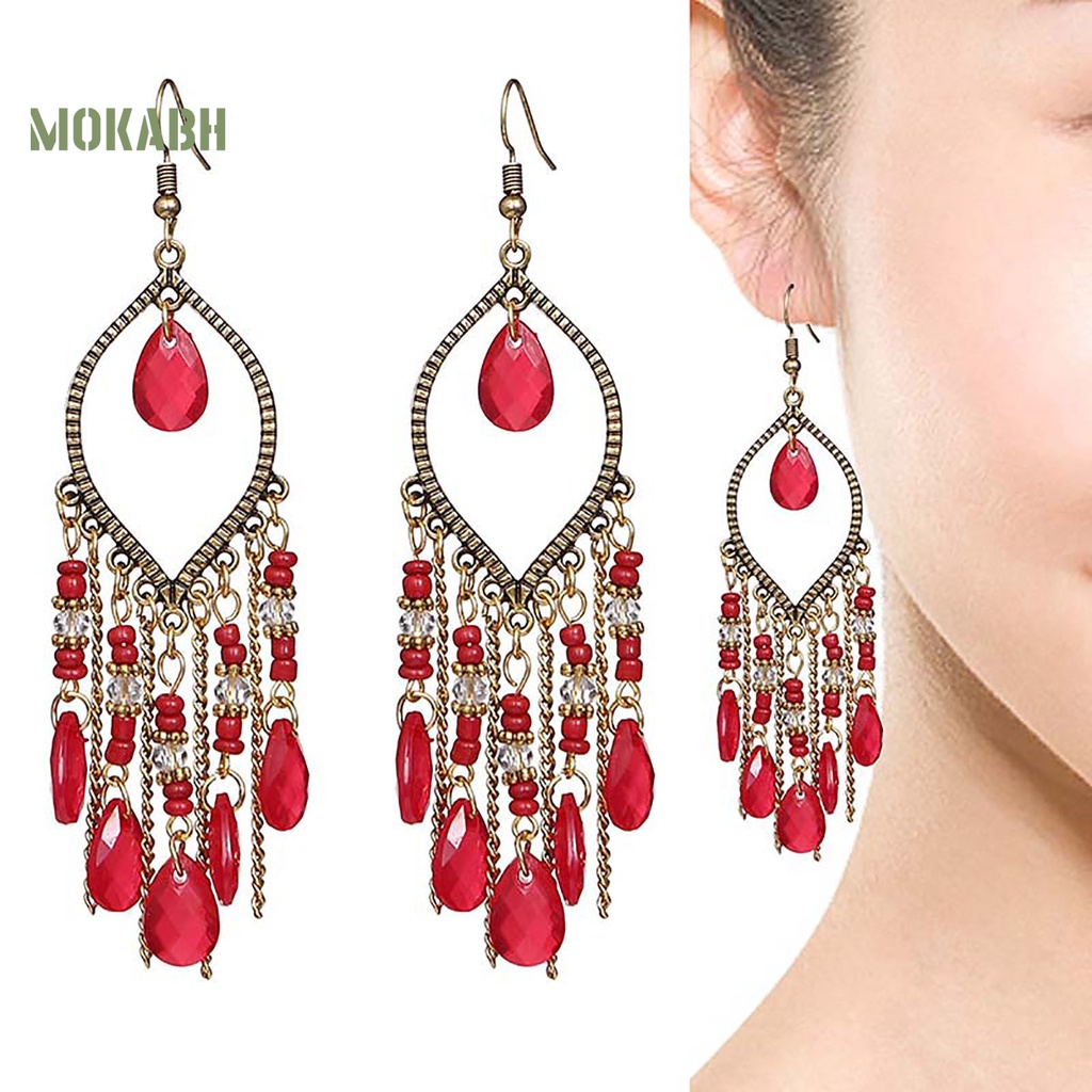 1 Đôi Bông Tai Hình Thác Nước Siêu Dài Phong Cách Bohemia Dành Cho Nữ