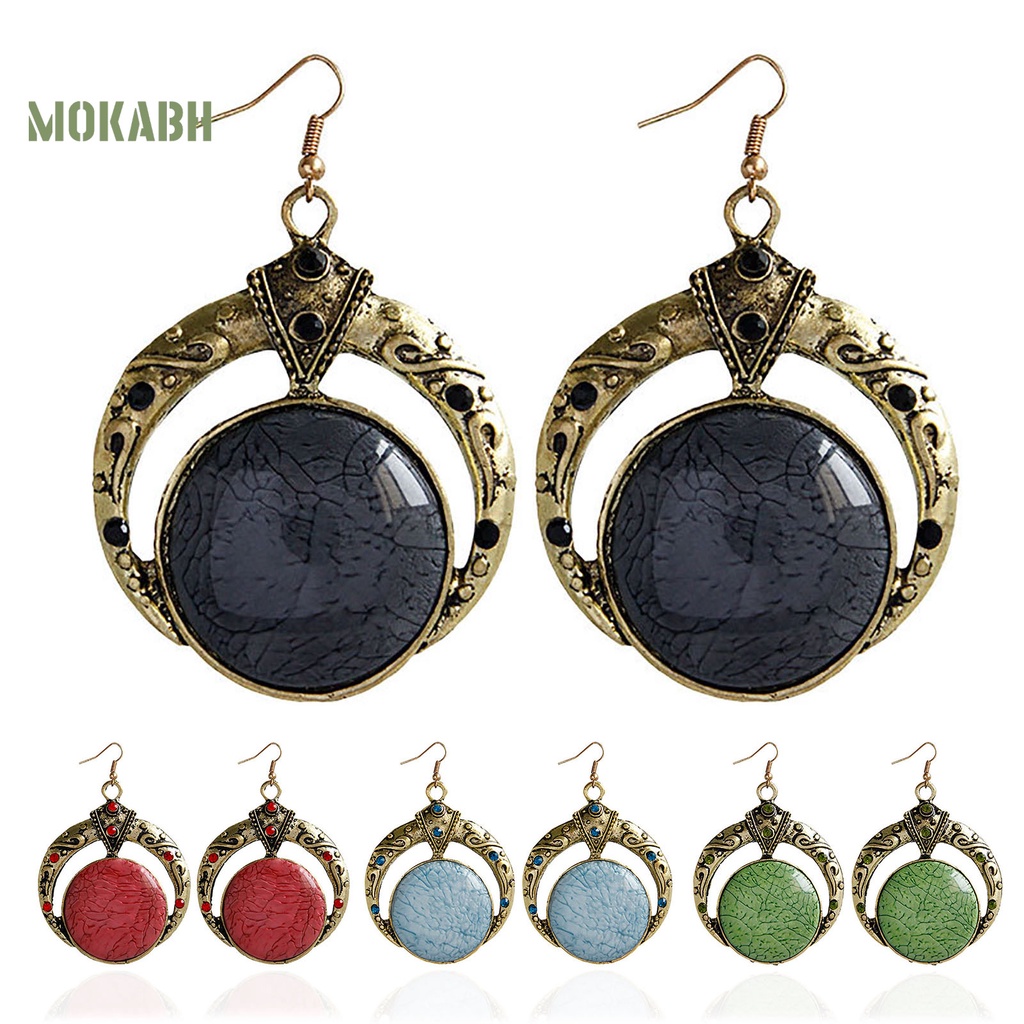 1 Cặp Bông Tai Tròn Đính Đá Phong Cách Bohemia Thời Trang