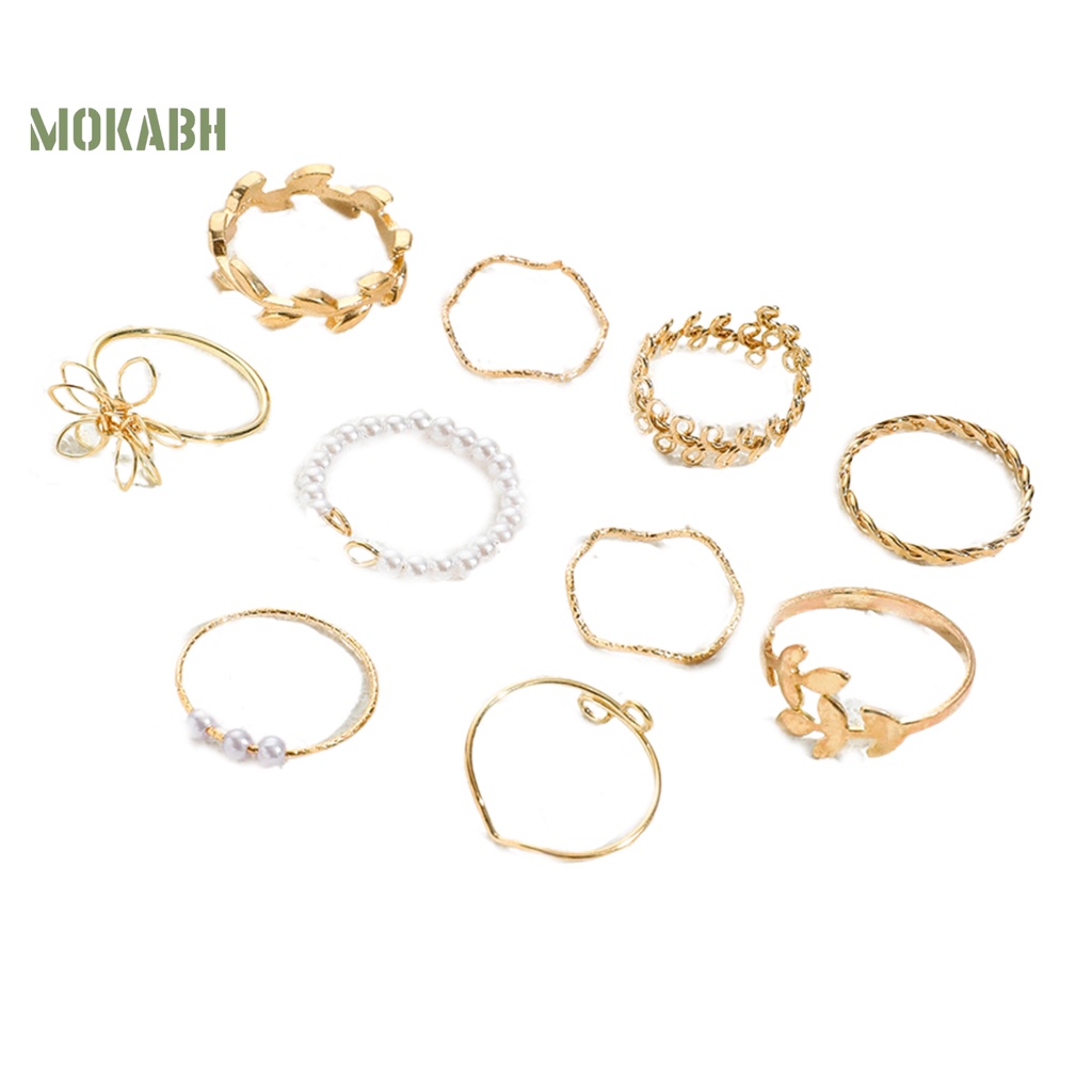 10 Nhẫn Đeo Ngón Tay Mạ Điện Họa Tiết Theo Phong Cách Bohemian Dùng Cho Tiệc