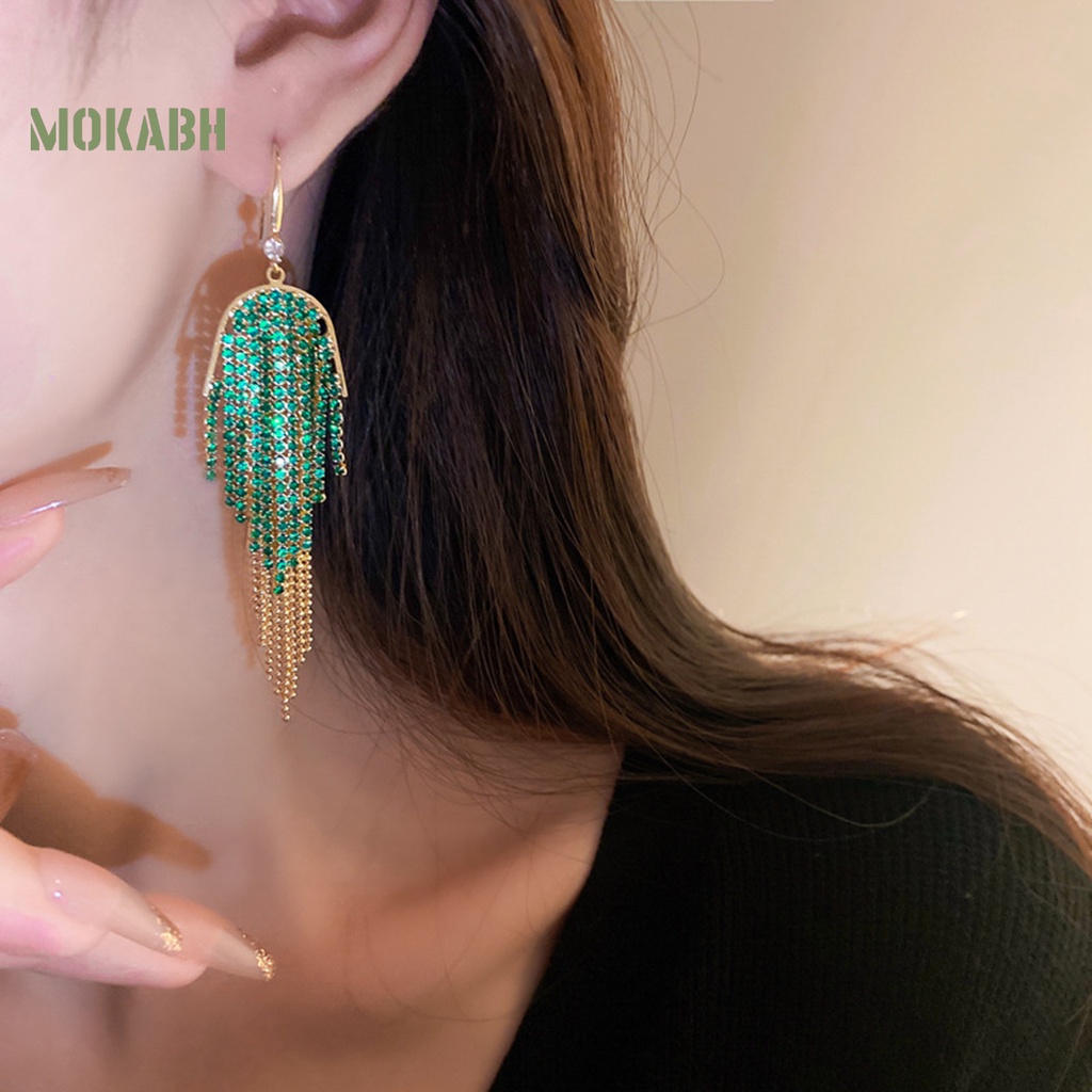 1 Cặp Bông Tai Dáng Dài Đính Đá Nhiều Màu Sắc Kiểu Hình Học Phong Cách Bohemian