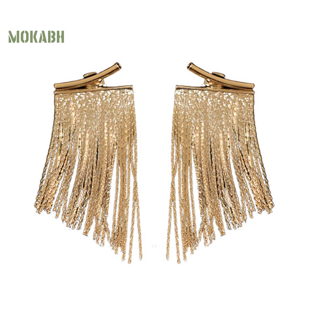 1 Đôi Bông Tai Dạng Xích Dài Mạ Điện Họa Tiết Hình Học Phong Cách Bohemian Thời Trang