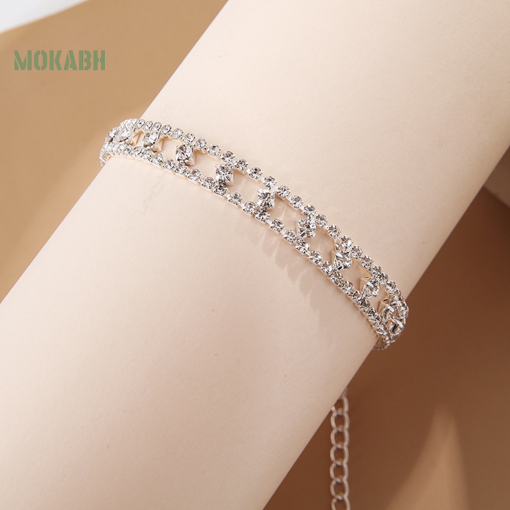 1 Lắc Chân Dạng Chuỗi Đính Đá Lấp Lánh Có Thể Điều Chỉnh Không Gây Dị Ứng Thời Trang Đi Biển Mùa Hè