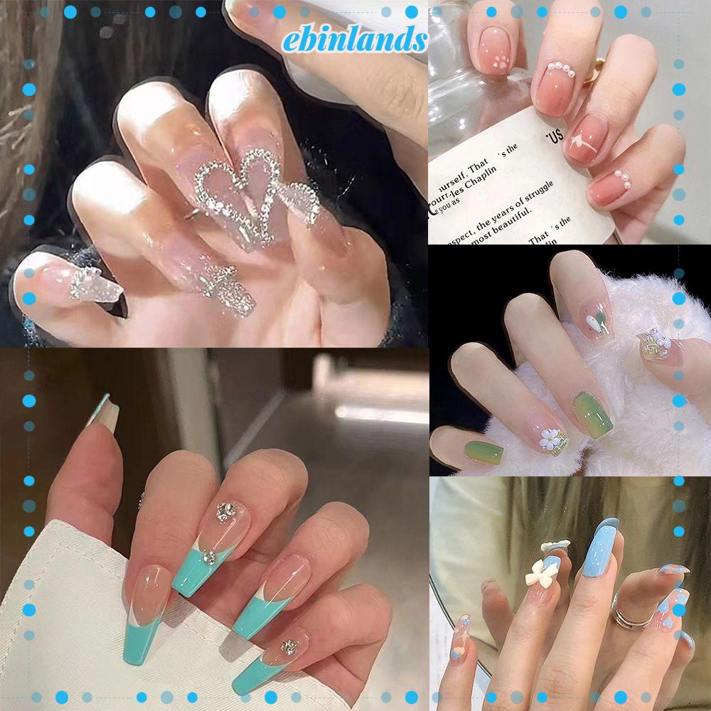 Set 24 Móng Tay Giả Có Thể Tháo Rời|Bươm Bướm Đen|Bộ Móng Tay Giả Hình Trái Tim Xinh Xắn