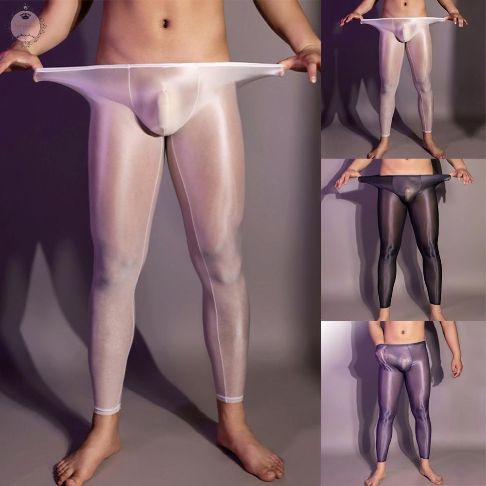 Shiny Leggings Ultra-thin Leggings Long Pants Mens Underwear See Through